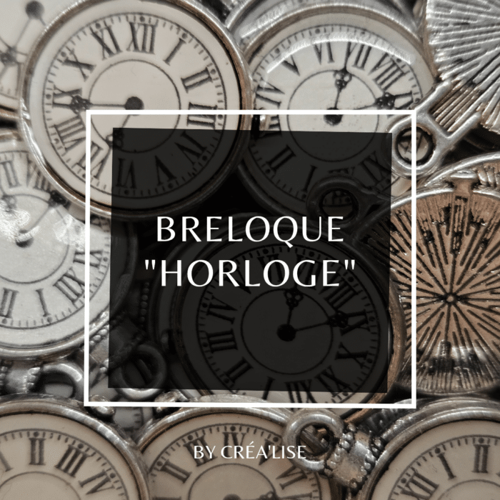 Breloque horloge couleur argent en laiton, By Créa'Lise en Vendée!